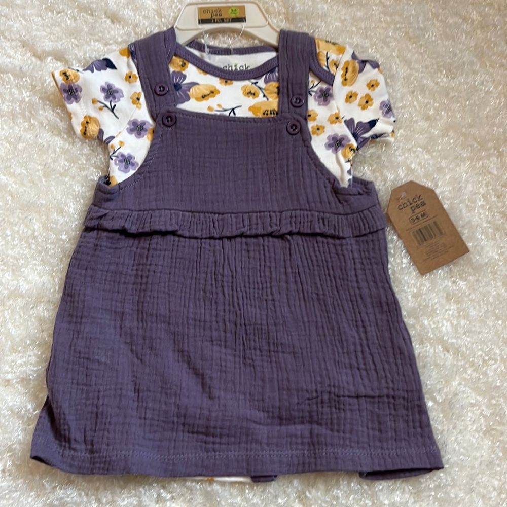 Chick pea dress and onesie set. Size 3-6 months